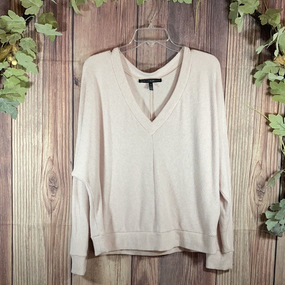 White House Black Market V-neck Dolman Ribbed Sweater